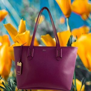 Lauren Ralph Lauren classic magenta Saffiano leather tote